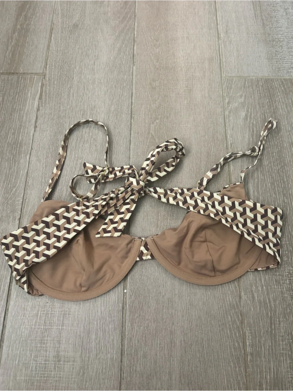 Monday Swimwear Capri Top - Husk Geo - Husk bikini Top